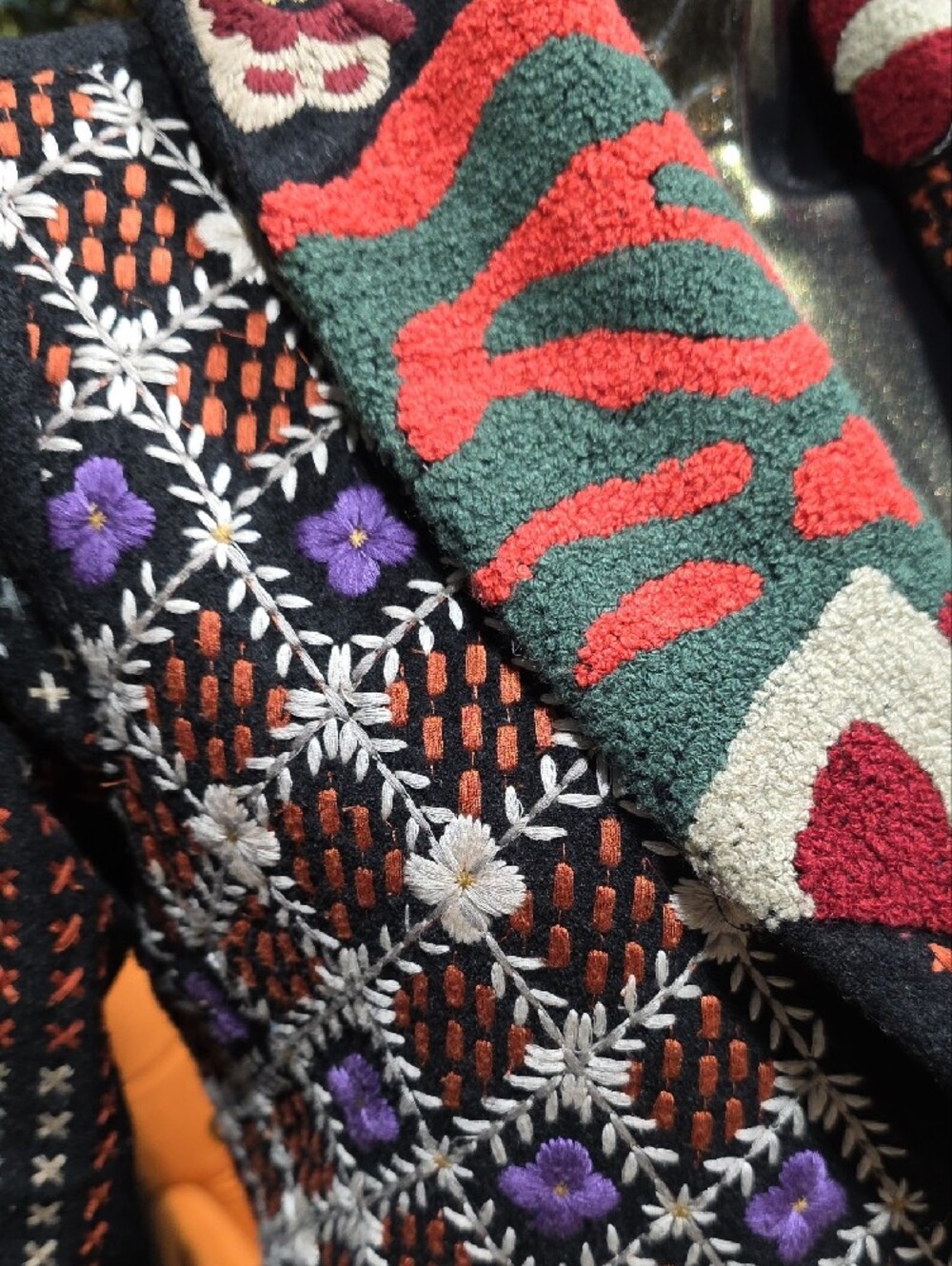 RARE! Hazel Black Embroidered Shawl Collar Blazer with Multicolor Accents - Picture 6 of 15